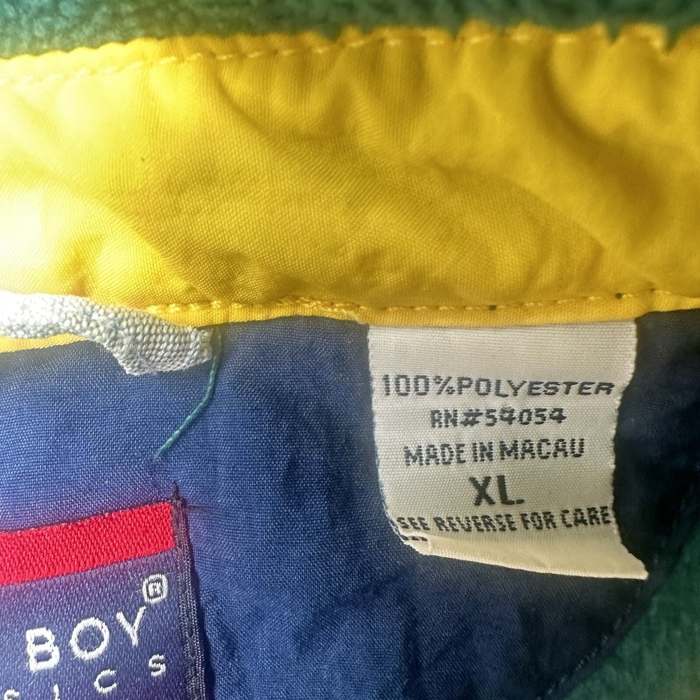 Bugle Boy Fleece Jacket Mens XL Green Vintage 90s Full Zip Collared Crest - Picture 9 of 10